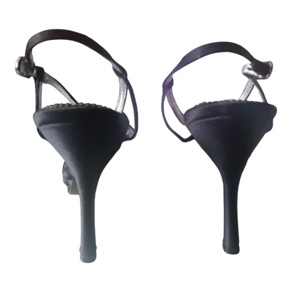 The Touch of Nina Black Strappy Peep Toe Heels with Bling Size 8 - Picture 5 of 7